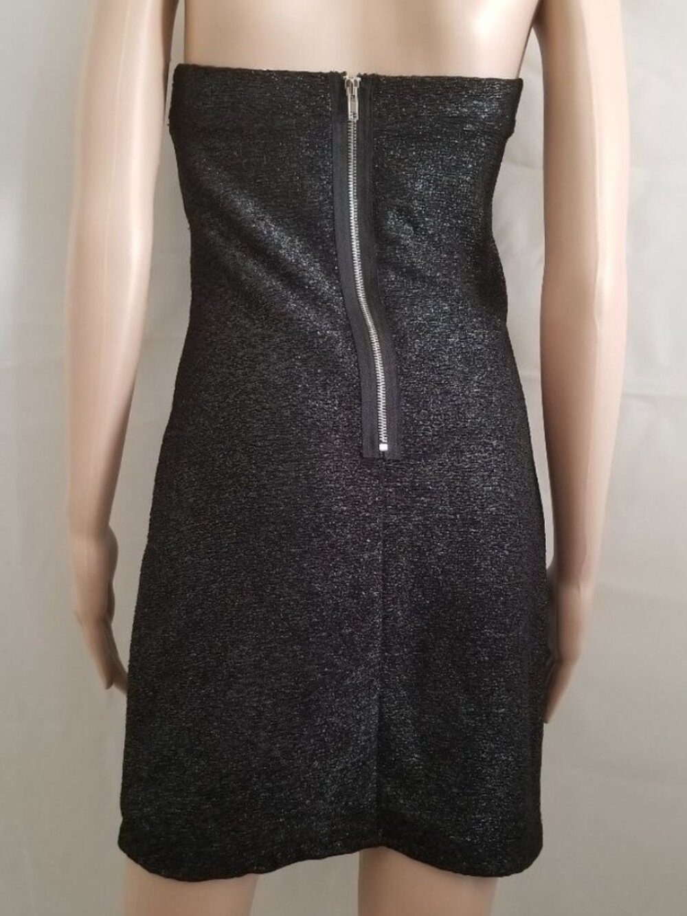 Speechless Black Strapless Glittery Mesh Panels Bodycon Mini Dress Women's Large - Picture 3 of 8